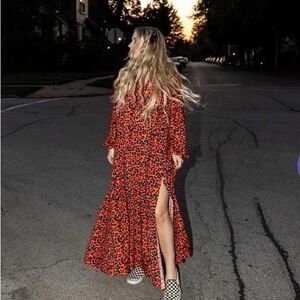 Stylish Red Leopard Print Maxi Dress dopamine dressing